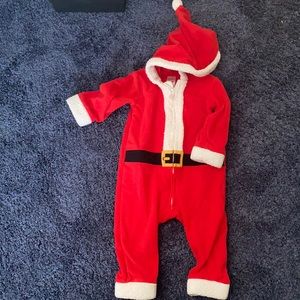 Santa one piece fleece hooded zip up